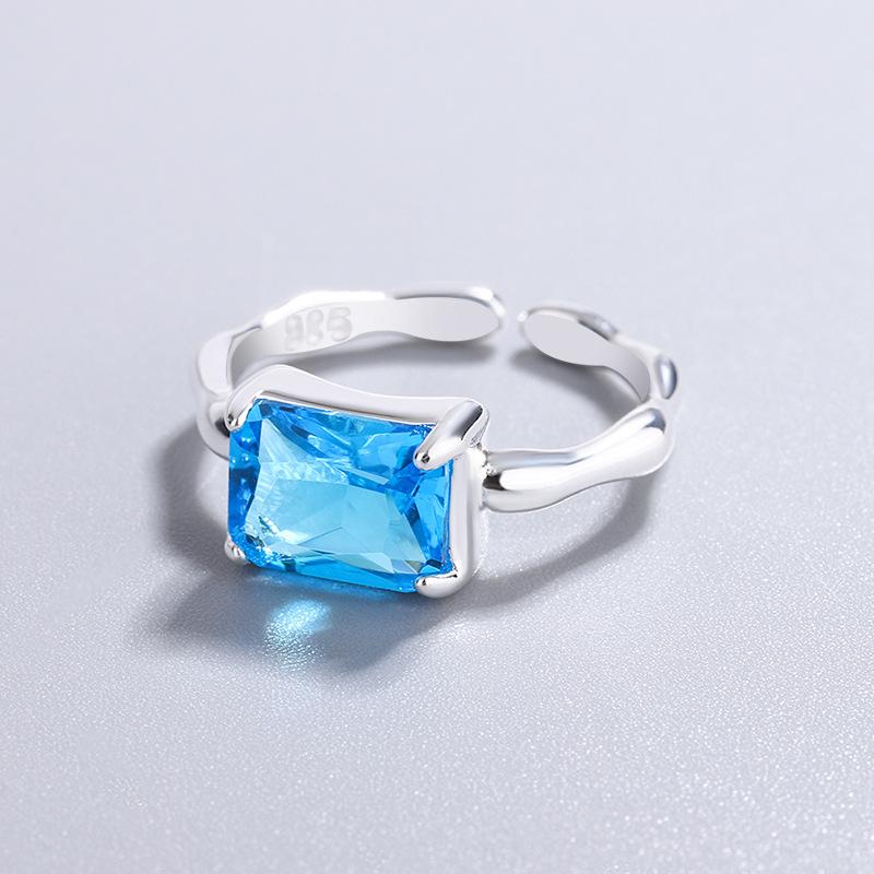 925 Sterling Silve Moonstone Irregular Ring for Women Party Gift Adjustabler Personality Korean Dropshipping