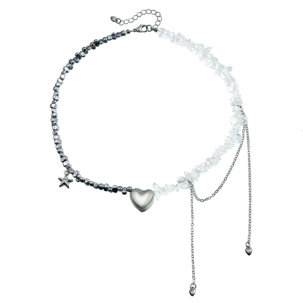 Luxury Heart Pendant Choker Irregular Jewelry Gift Trendy Starfish Tassel Necklace  for Women