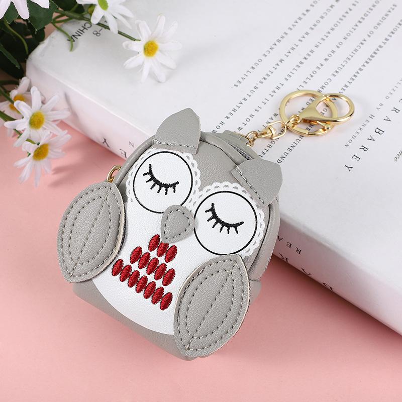 PU Leather Coin Purses Cute Key Bag Owl Coin Purse Mini School Bag Car Key Chain Pendant Lady Wallet Coin Purse