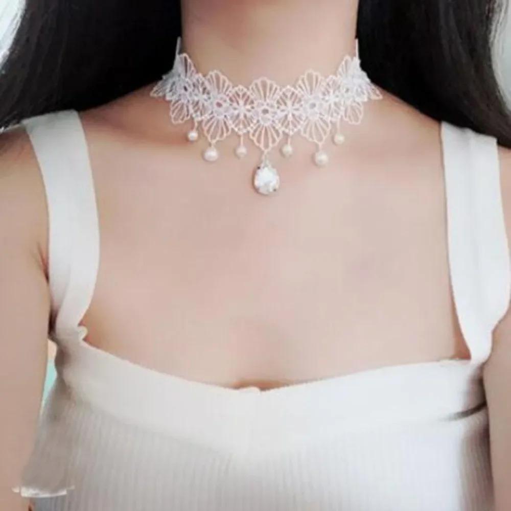 Dames Meisjes Gotische Zwarte Kant Ketting Boho Kristal Sexy Halloween Feest Kant Ketting