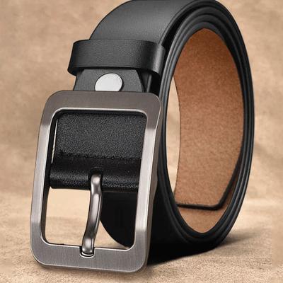 Retro New Belt Men's Genuine Leather Simple Belt Middle Aged and Young People's All-match Pin-buckle Casual Trousers