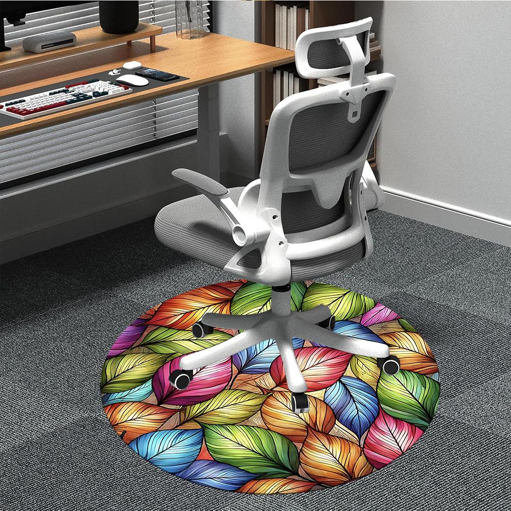 

1pc Autumn Leaves Office Round Area Rug, Indoor Mat Suitable ForOffice, Under Office Chairs Bedroom Living Room Home Decor, Room Decot114 80cm by 80cm