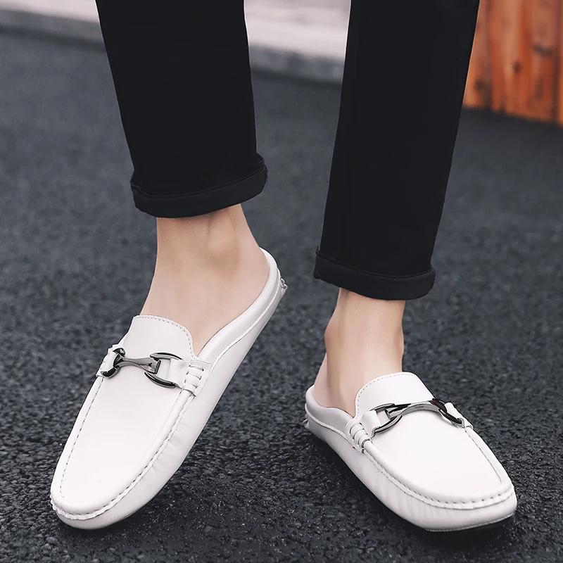 Mode Half Drag Retro Social Loafers Herren Freizeitschuhe Herren Flache Muller Schuhe Brogue Mode Club Komfort Slipper Sommer Herrenschuhe