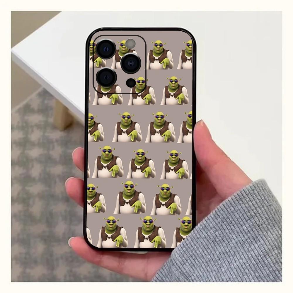 Vtipný kreslený obal na telefon S-Shreks Movi pro Apple iPhone 15,14,13,12,11,Pro,X,XS,Max,XR,Plus,Mini Měkký černý kryt