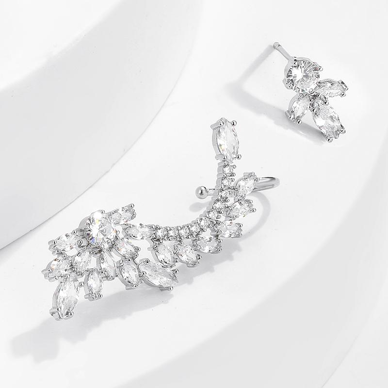 ZAKOL Shiny AAA Marquise Zircon Asymmetrical Earrings for Women Luxury Clear Crystal CZ Bridal Wedding Party Zircon