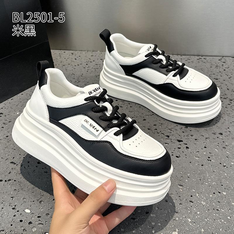 Leather platform autumn and winter new board shoes muffin small casual shoes 39