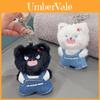 Plush Angry Cat Keychain With Denim Overalls For Anime Collectors And Gift Givers