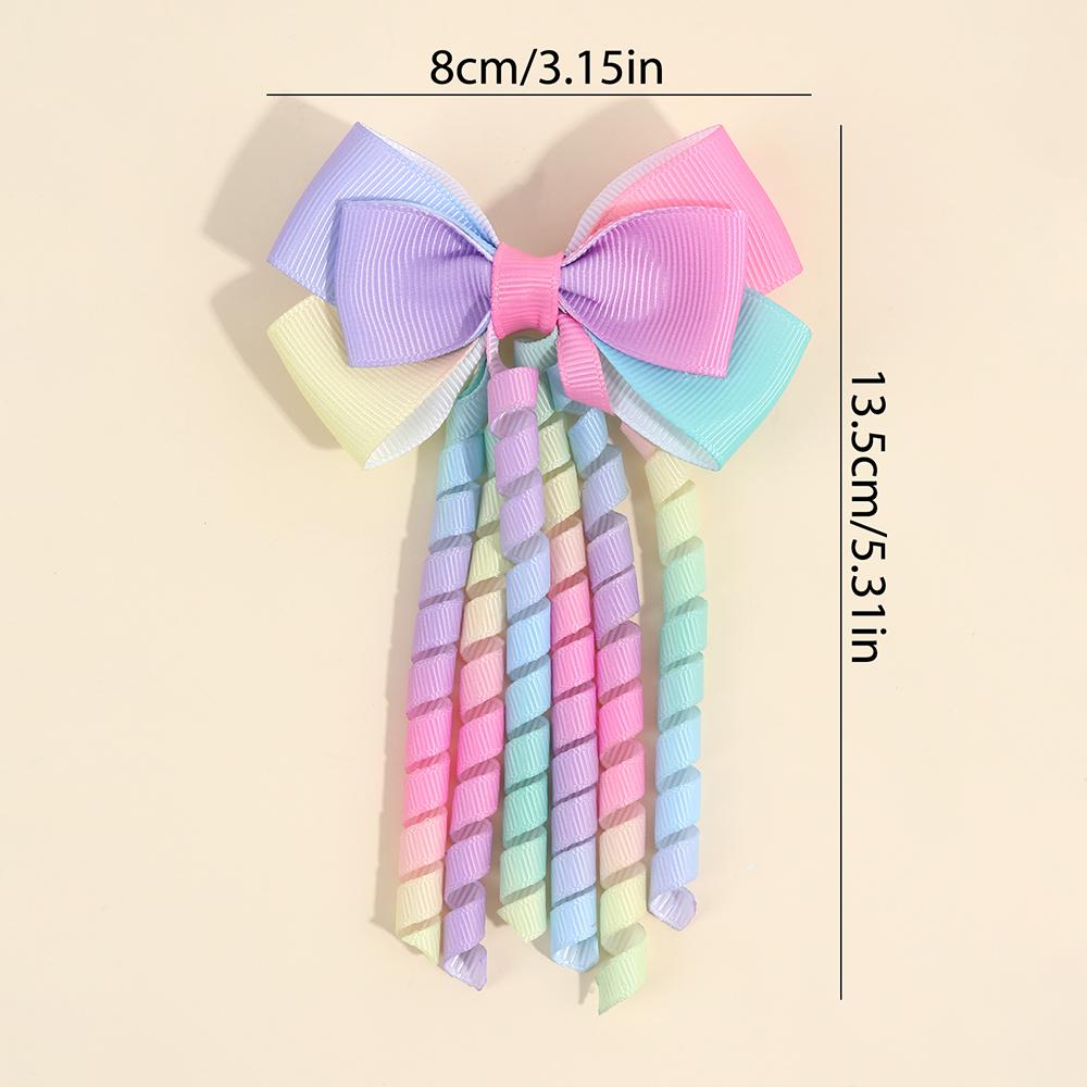 Cute Bow Hair Clips for Kids Baby Girls Sweet Colorful Grosgrain Ribbon Curly Hairpins Headdress Hair Accessories 2PCS