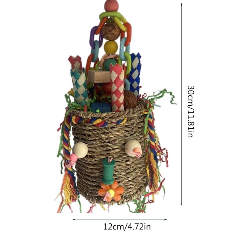 Chewable Parrot Bird Foraging Basket Bird Foraging Toy Seagrass Basket Bird Toy