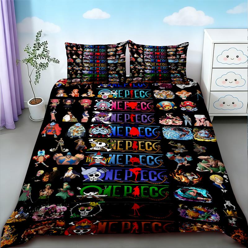 Duvet Cover Teens Best Gifts One Piece Luffy Cartoon Bedding Set Quilt Cover Soft Comfortable for Bedroom Dormitory