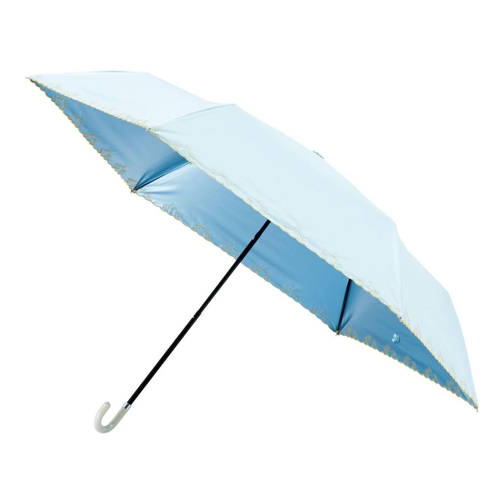 Moonbat Folding Sun and Rain Light Heat UV Clover Scallop Blue [Esta] Women's Parasol, Protection, Blocking, Blocking, Protection, Design,