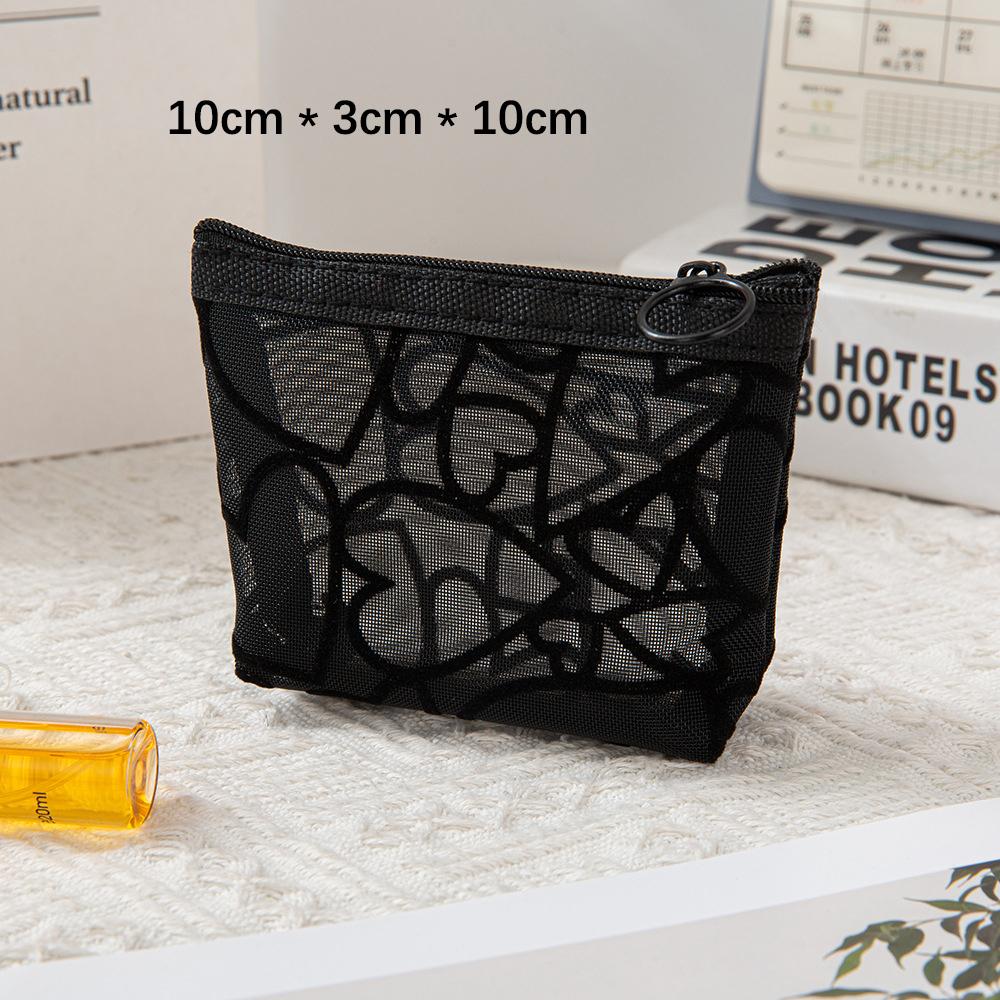 

Heart-Shaped Pattern Nylon Mesh Cosmetic Bag Portable Toiletry Makeup Organizer for Women Outdoor Travel Cosmetic Storage