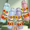 1PC Mama Sunflower Heart Wreath 750ml Color Plastic Sports Water Bottle Leakproof Flip Straw Lid Suitable for Sports Office Home Use