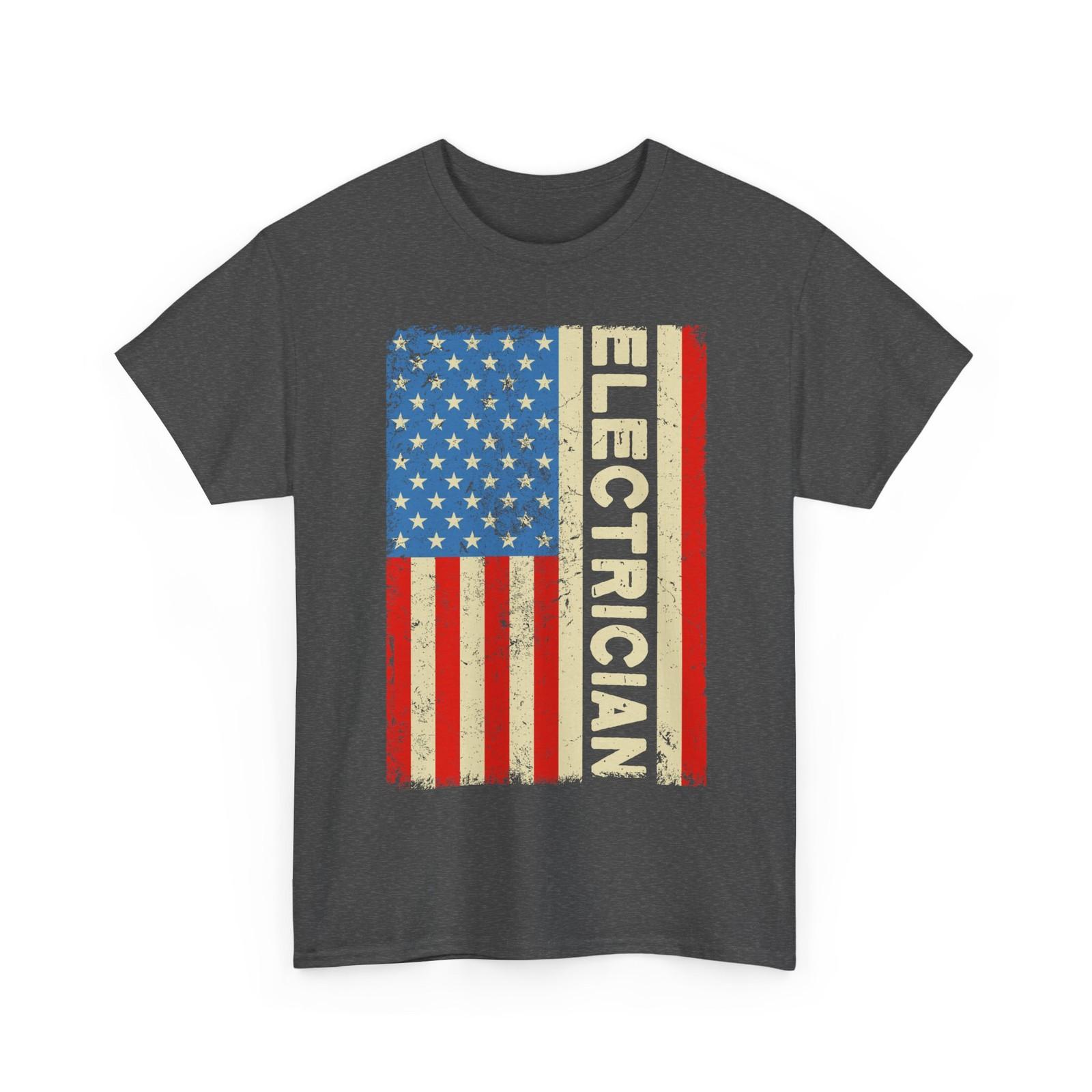 Electrician USA Flag T-Shirt, Electrical Engineering Handyman Men Shirt S