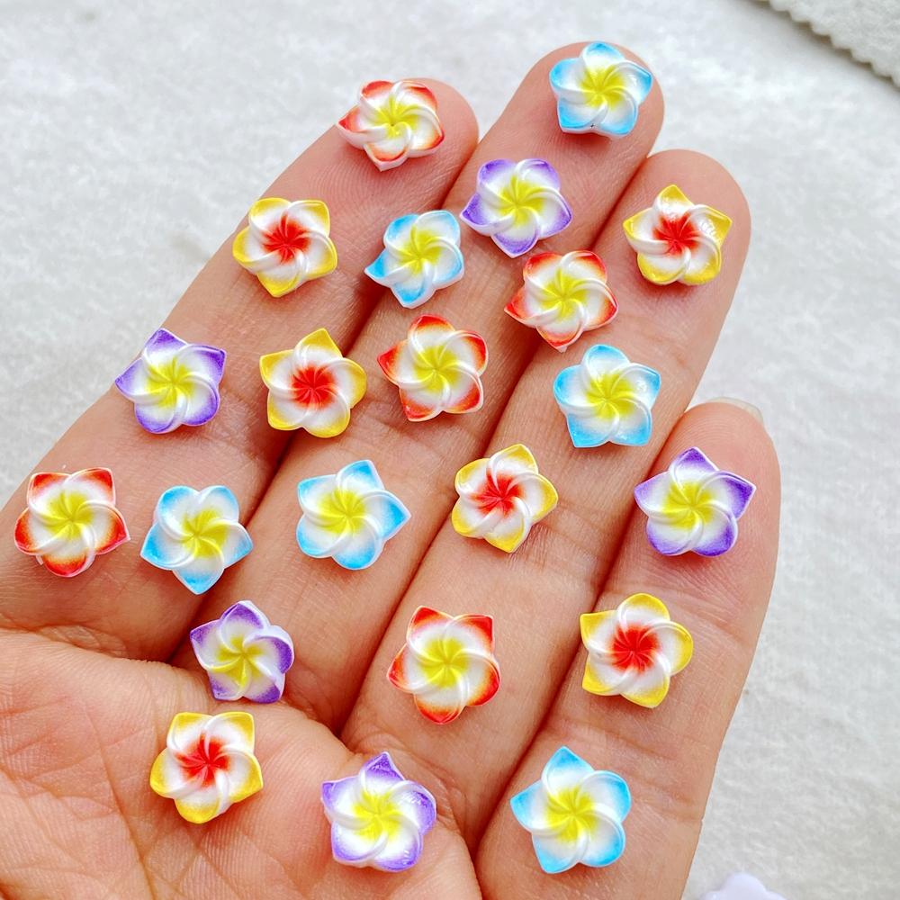 100Pcs Resin Kawaii Colorful 9mm Flower Flat Back Stone Gem Scrapbook DIY Wedding Christmas Art Decor Jewelry Crafts Accessories