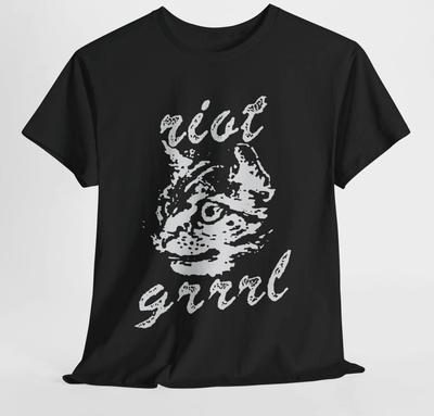 S255 - Riot Grrrl Cat T Shirt Unisex Heavy Cotton Tee Unisex T-Shirt