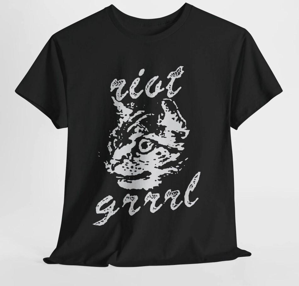 S255 - riot grrrl cat t shirt Unisex Heavy Cotton Tee Unisex T-Shirt S