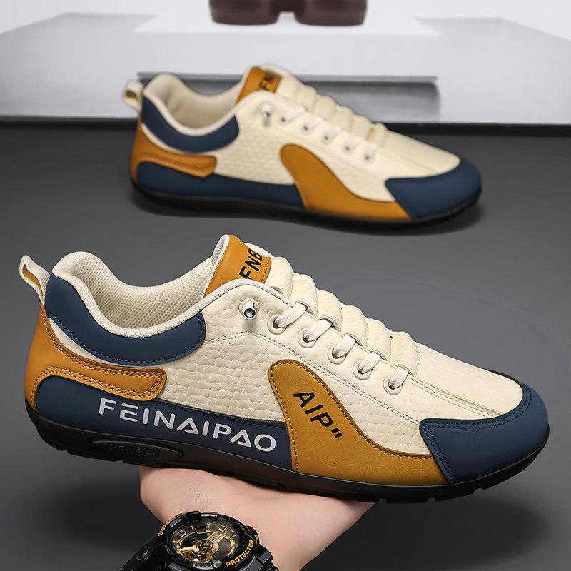 

Мужские распродажные водонепроницаемые кожаные слипоны - Нескользящие рабочие и в стиле «бин» зимние повседневные туфли 43 бежевый