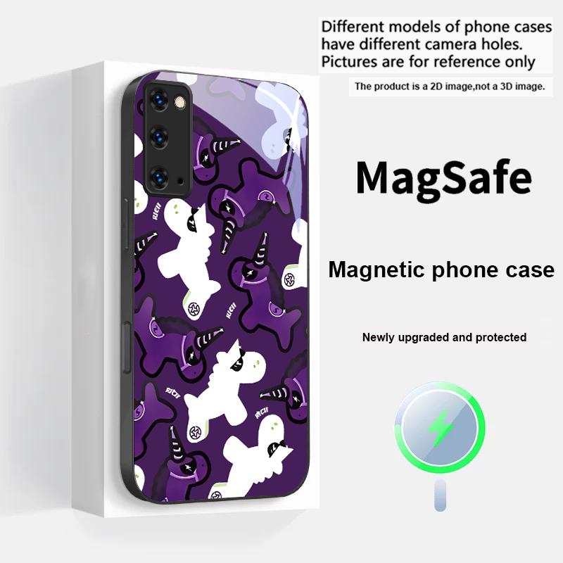 Unicorn cartoon wallpaper For Magsafe Samsung S25 S25 Edge S25Ultra S8 9 10 20 S21 Pro 22 Plus S23 FE S24 Ultra Glass Phone Case