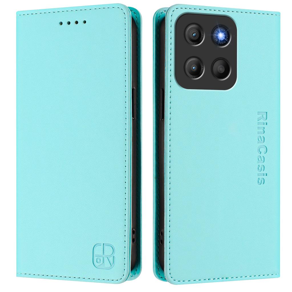For Motorola Moto G15 4G Leather Case RINACASIS RC01 Phone Cover with RFID Blocking Wallet Stand