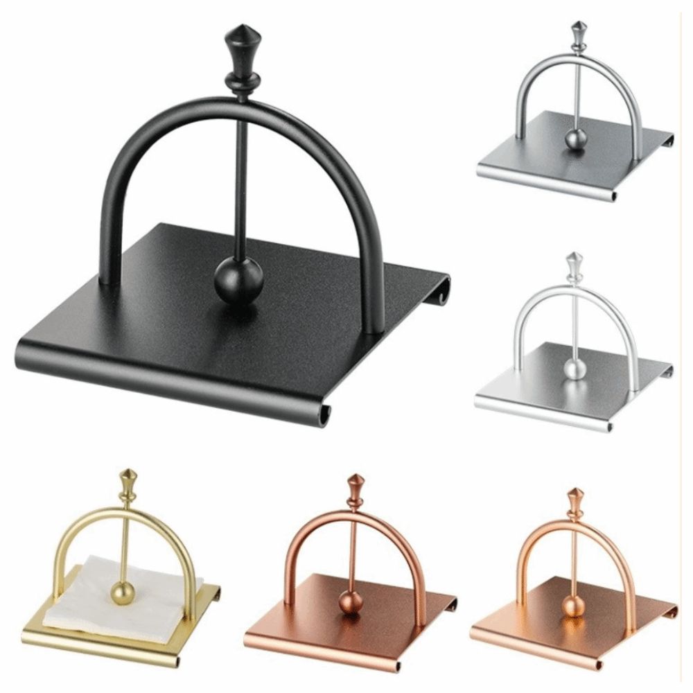 Creative Square Tissue Holder Retro Aluminum Napkin Stand Practical Tabletop Tissue Rack  Kitchen