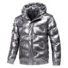 New Bright Leather Winter Men's Jacket Casual Parka Outwear Waterproof Puffer Padding Warm Stand With Hood Outwearing Coat