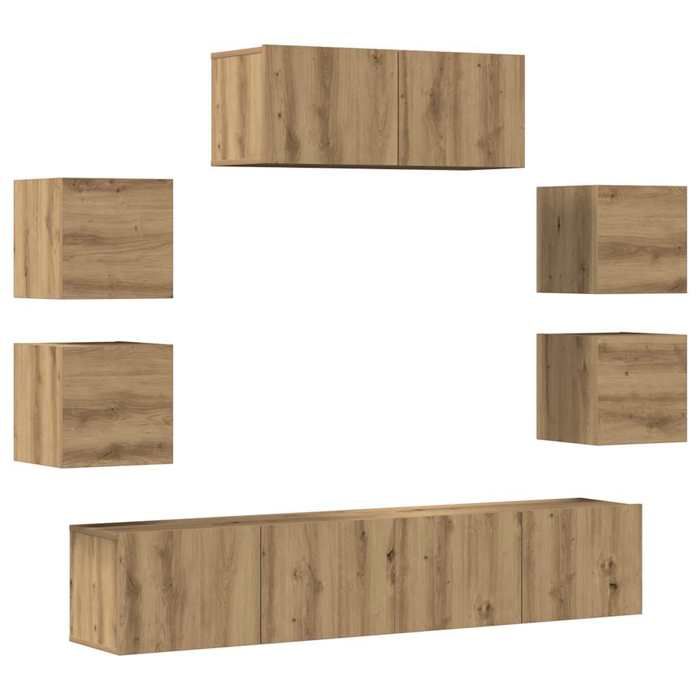 VidaXL Ensemble de meuble TV mural 7 pcs chêne artisanal, meuble TV, meuble multimédia, console TV, meuble hifi, centre de 3329014