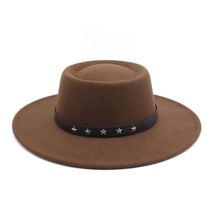 2022 Woolen Hat Women Spring And Autumn French Top Hat White Flat Edge Wide Brim British Men