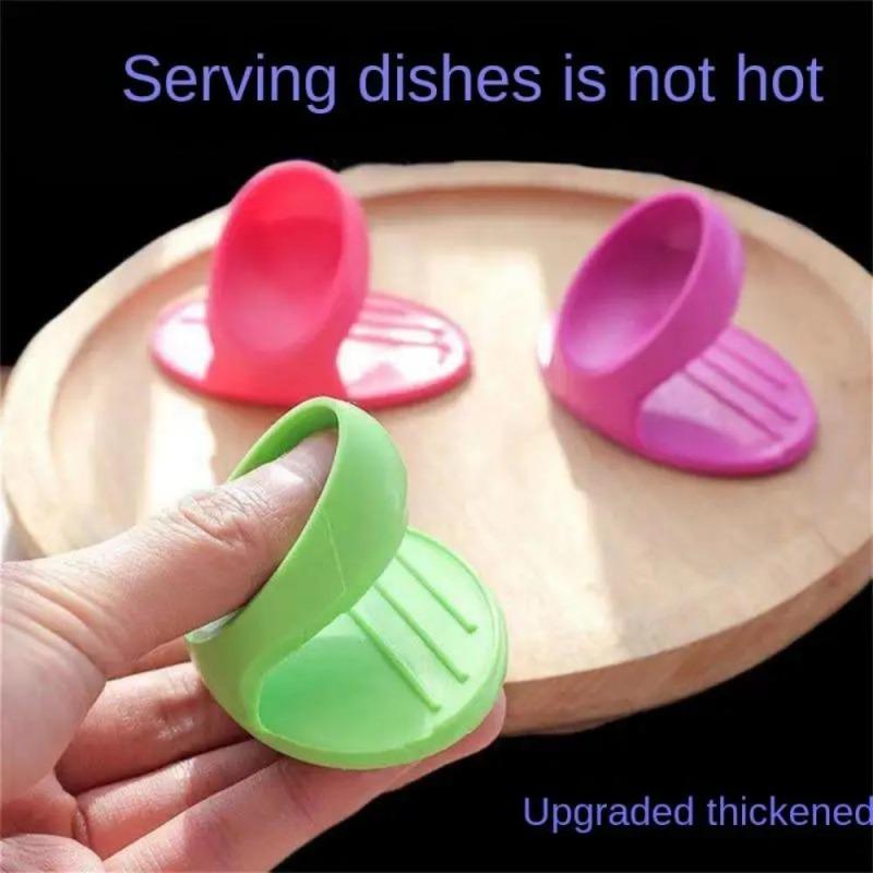 2Pcs Convenient Heat Insulated Silicone Oven Mitts with Nonslip Finger Clips for Kitchen Cook Tools Accessories