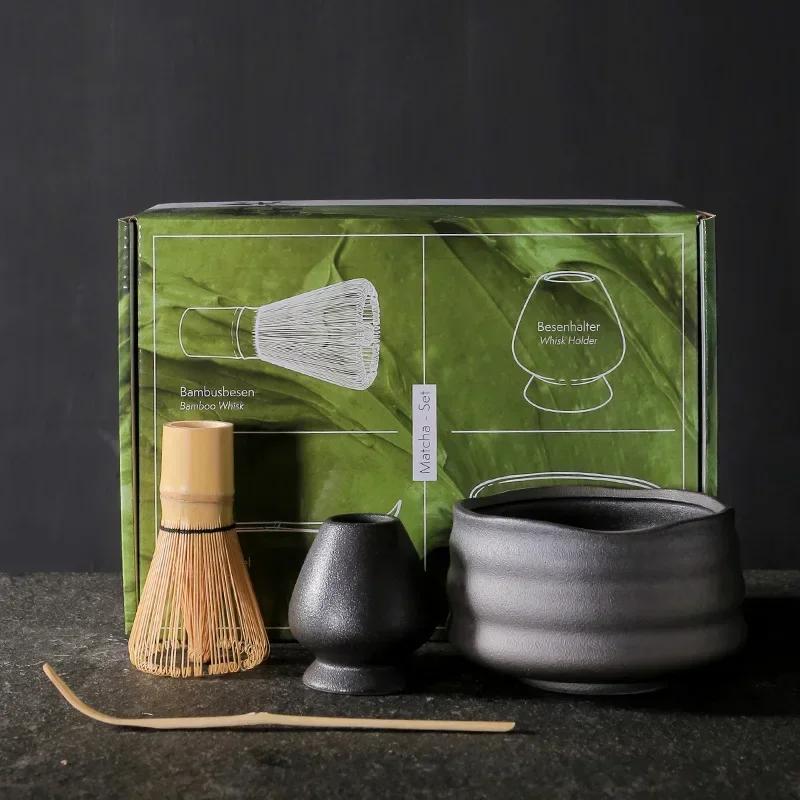 

4pcs/set Japanese Coarse pottery Matcha Set Safe Bamboo Whisk Teaspoon Tea Sets Indoor Beverage Shop Tea-making Tools Accessorie