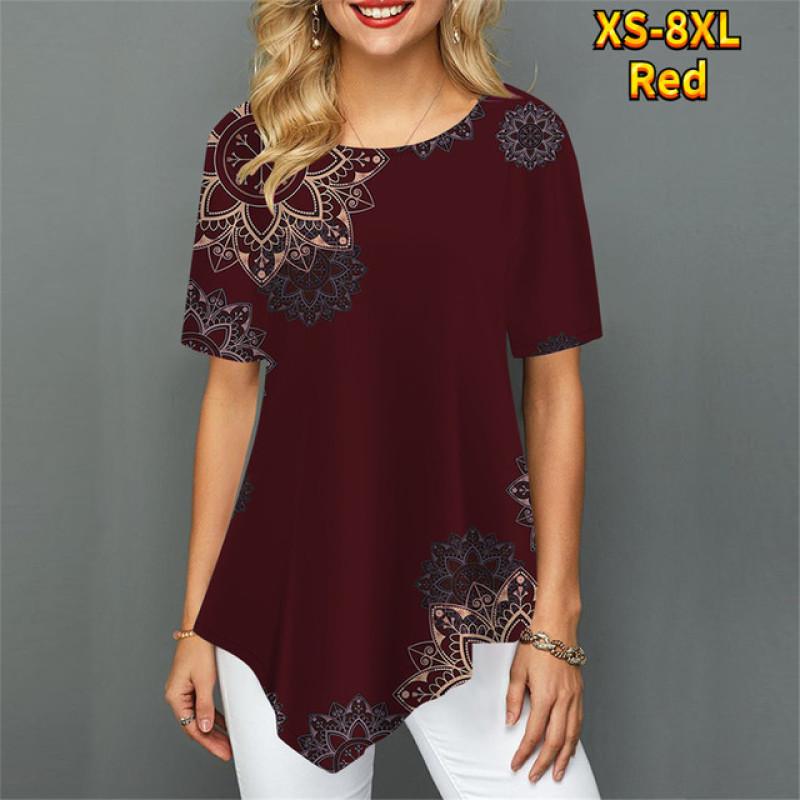 Женская футболка с нерегулярным цветком и цифровым 3D принтом — фото 12