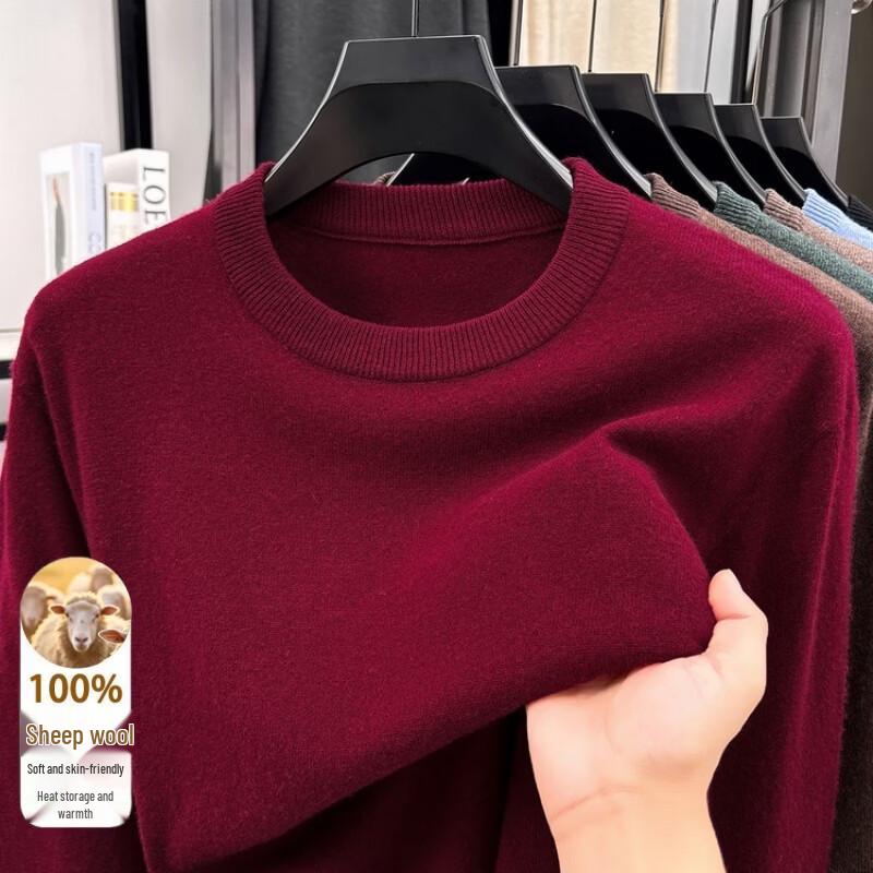 Hengyuanxiang Men's Autumn/Winter Thickened Crew Neck Knitted Sweater