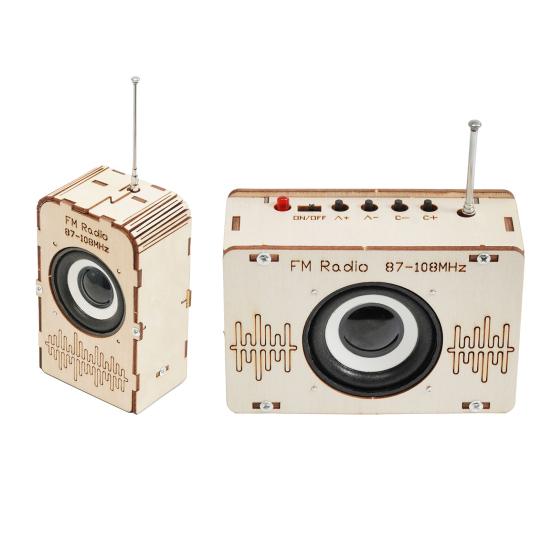 FM Radio STEM Science Kit Kids Wooden 3D Puzzle Electronic Radio Set DIY Educational Science Experiment Projects Crafts Building Toy