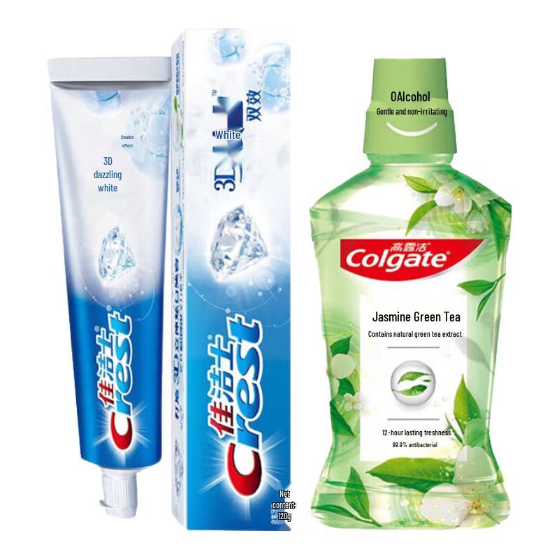 

Crest 3D White Dual Action Toothpaste & Colgate Mouthwash Set