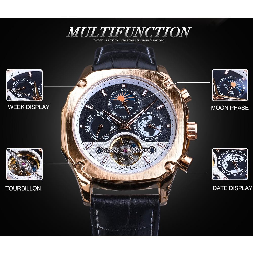 Forsining Men's Fashion Leisure Hollow Multi-function Waterproof Automatic Mechanical Watch S1158-12-A