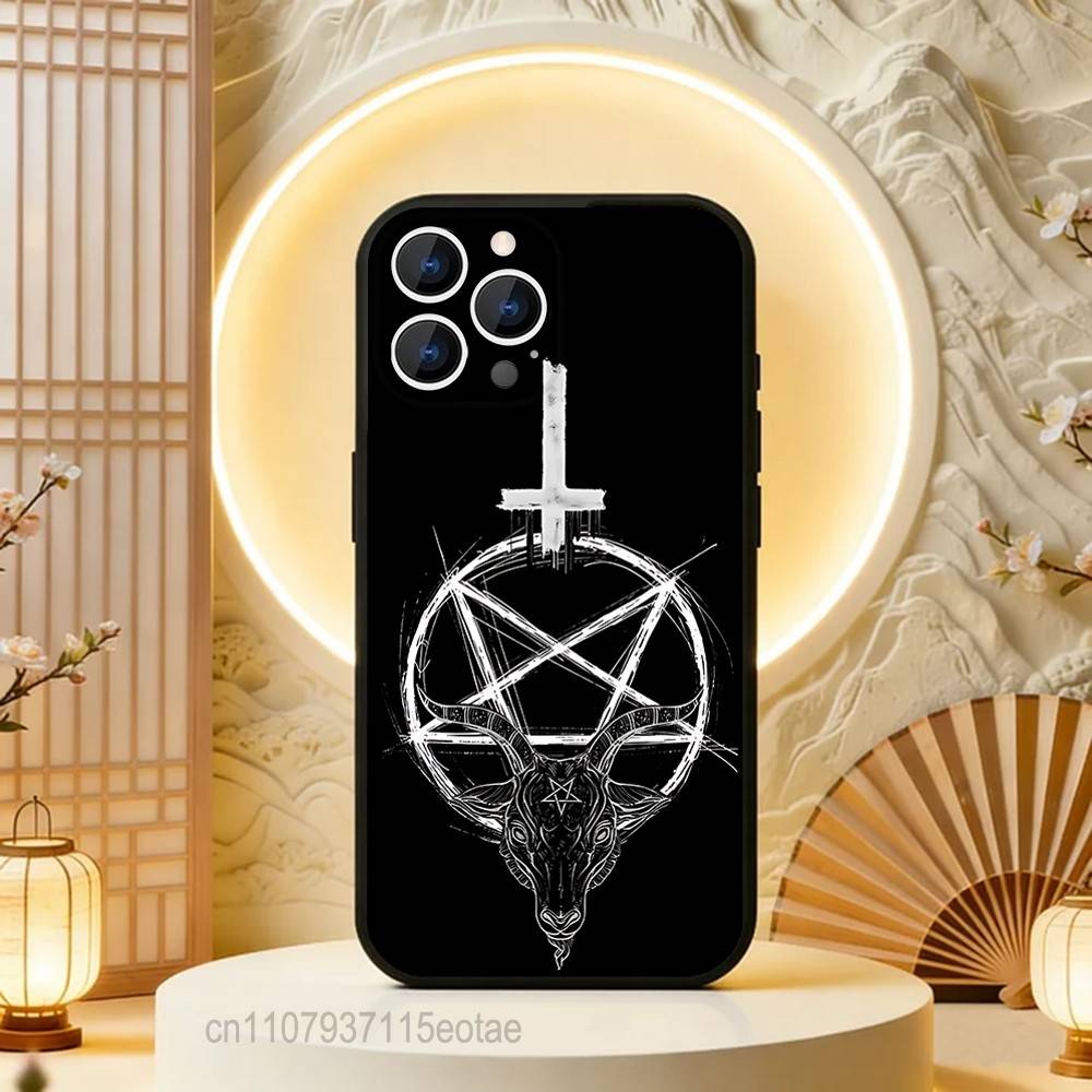 Pentagram 666 Demonic Satanic Phone Case For iPhone 17,16,15,14,13,12,11,Pro,Max,Plus,E,Air,Mini Black Shockproof Funda Cover