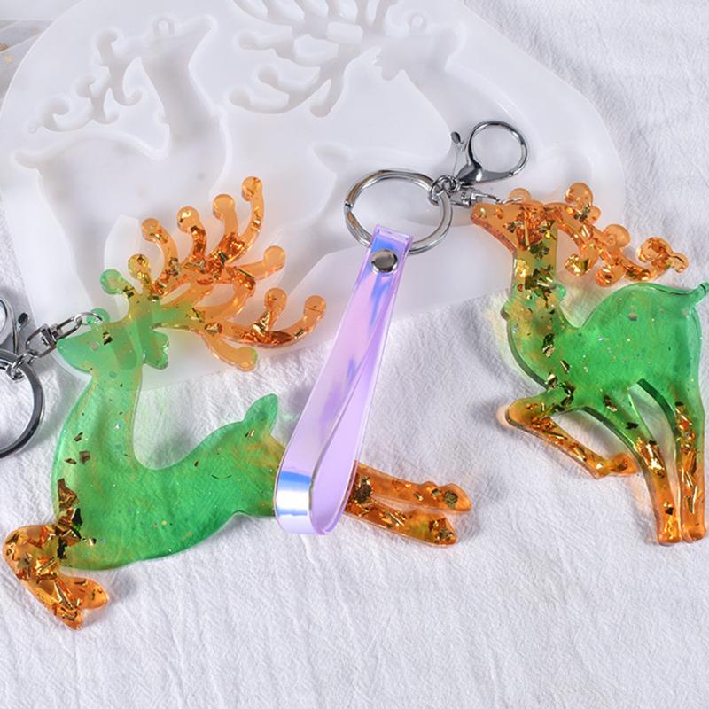 Christmas Silicone Mold Reusable Elk Shaped Diy Epoxy Resin Mould Christmas Tree Pendant Decoration