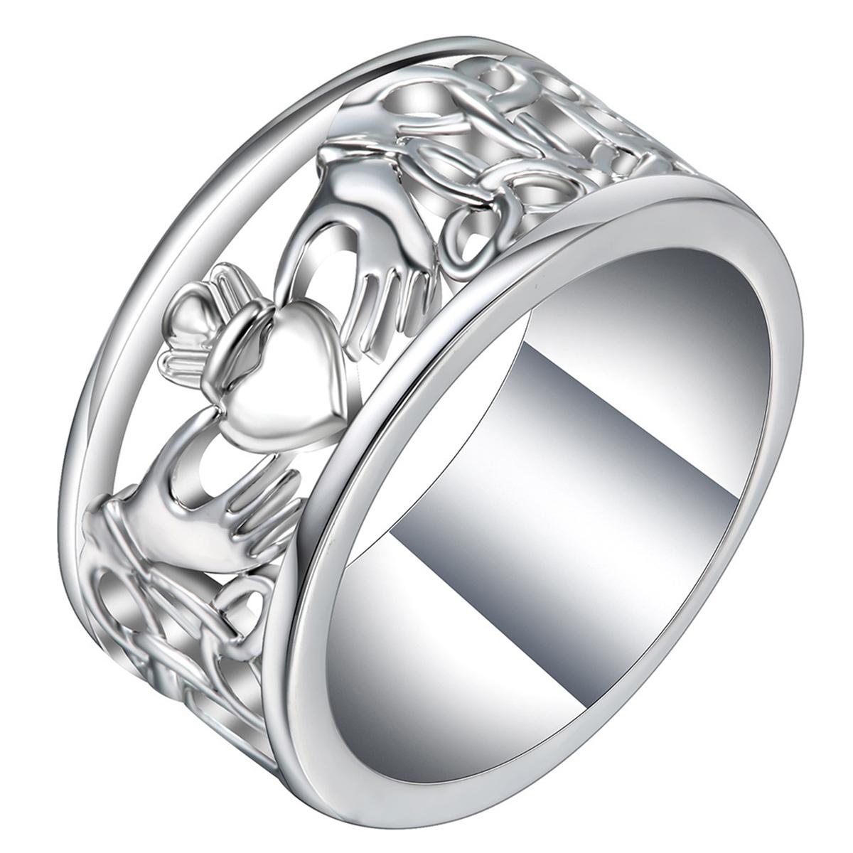 

1 шт. посеребренные кольца Claddagh Love Heart для женщин и мужчин, свадебный подарок на День святого Валентина, размер 6-12