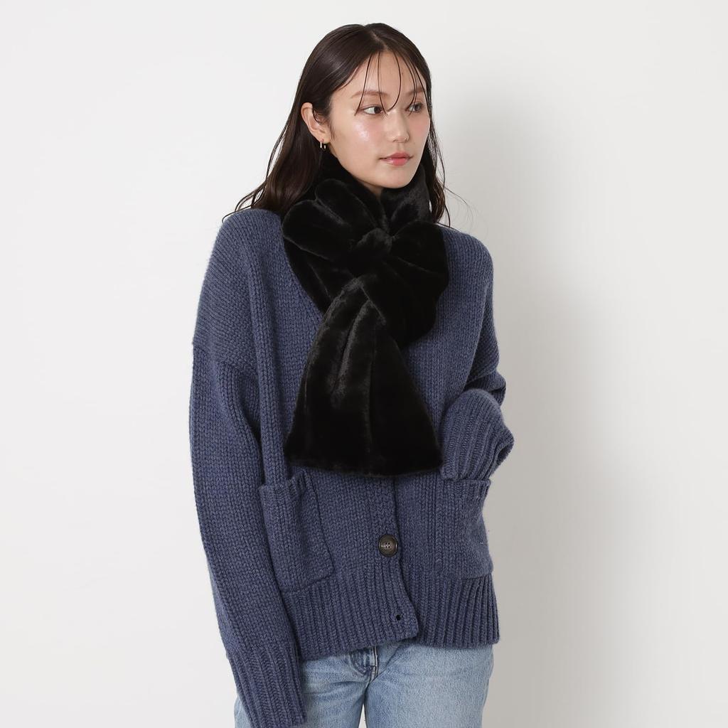 Paul Joe Moonbat ACCESSOIRES Joe Faux Fur Big Ribbon Scarf with Gift Black & (Paul & Accessories) Web-Exclusive Bag, 50079,