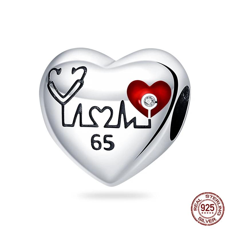 Copper Red Color Collection Heart Shape Charm Bead Charms Bead Charms Suitcase Pendant Compatible With Authentic Bracelets Lucky Jewellery Gifts