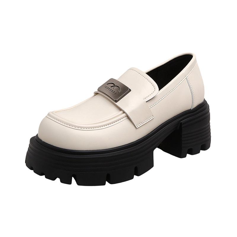 

Кожаные лоферы на платформе женские новые весенние универсальные черные туфли из маленькой кожи в стиле колледжа туфли-одинарки 39