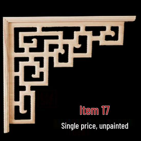 Double-Sided Carved Solid Wood Lintel: New Chinese Antique Corner Decoration for Background Walls