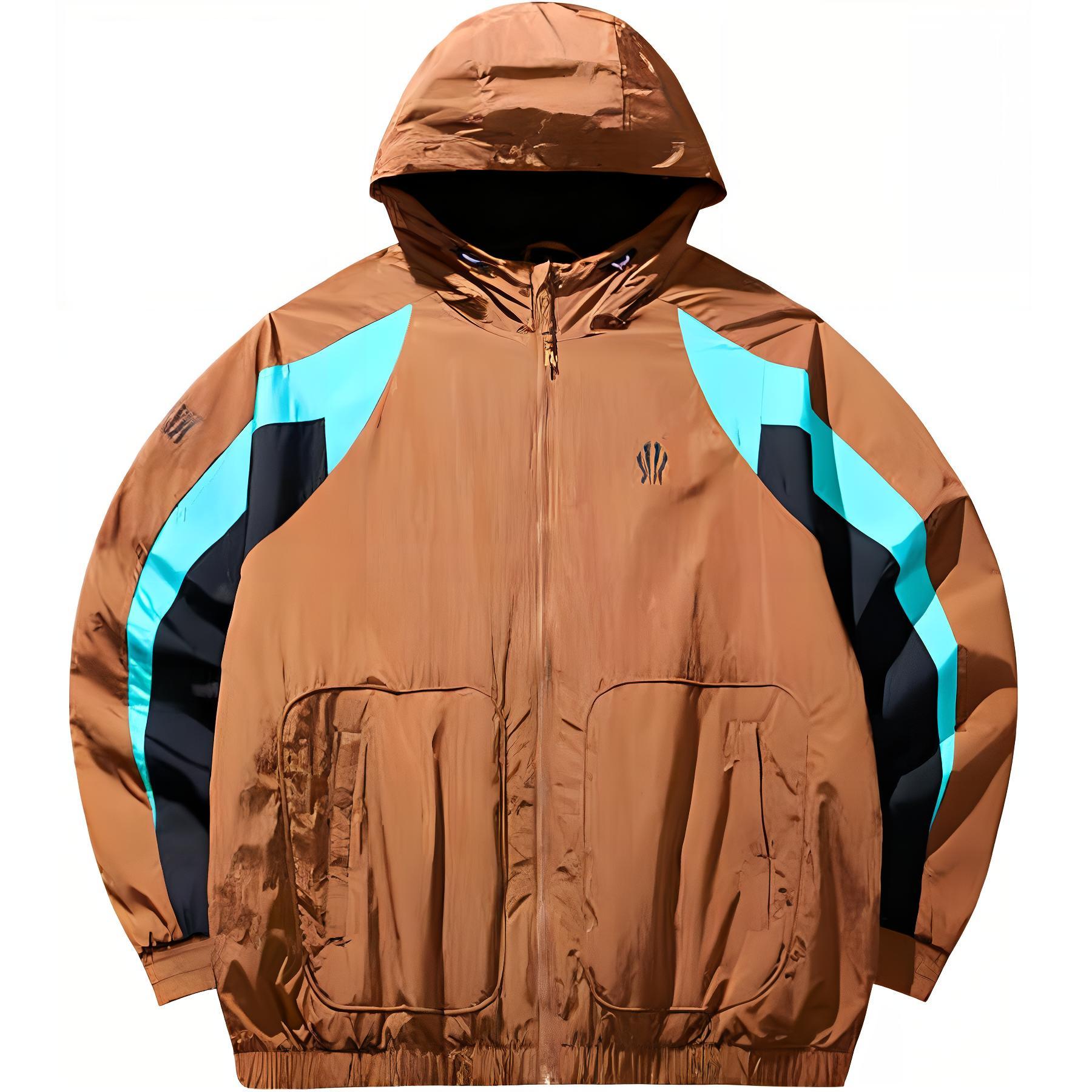 

Anta Basketball Series Color Block Hooded Zip Logo Long Sleeve Loose Windbreaker Unisex Outerwear Luxury-Brown 172441603N-1 M