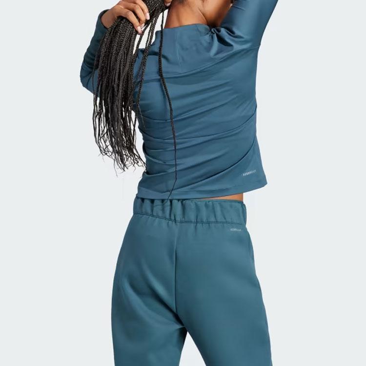 Adidas Z.N.E. Long Sleeve Tee With Ribbed Sleeves And Logo Women Tops Navy-Blue IM4918