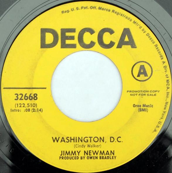 

7inch Record JIMMY C. NEWMAN - Washington, D.C. 32668PROMO Decca 1970 US Country/Folk Used