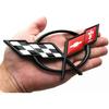 Paar-Set 1997-2004 Corvette C5 Front-Haubenemblem und Heckklappe 3D Gekreuzte Flaggen Abzeichen Ersatz für Corvette (Schwarz Rot)