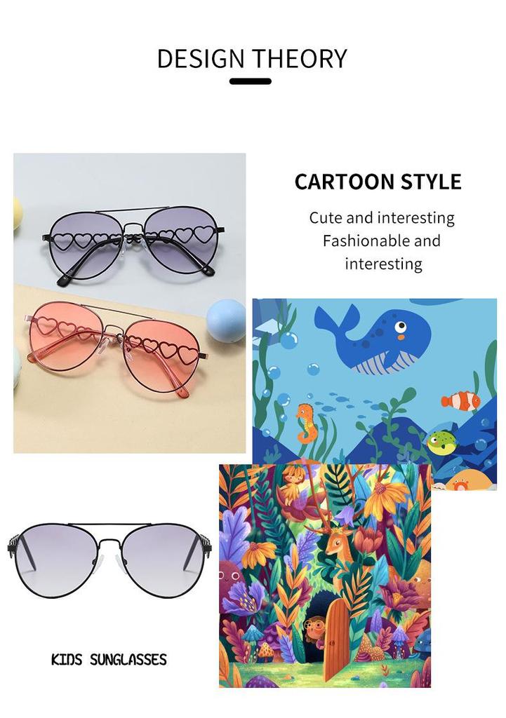 Korean Style Retro Round Heart-Shaped Frame Sunglasses: Trendy Light-Colored Street Style for Children