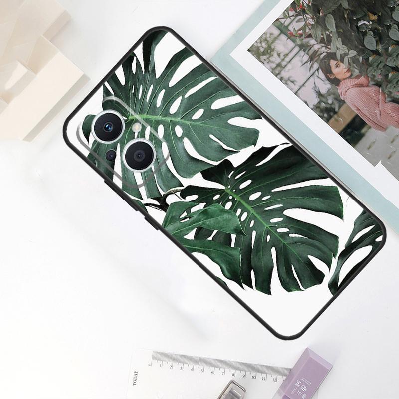 

Green Monstera Leaf Case For OPPO Reno 8 7 6 5 4 Lite 10 Pro 11F 4Z 5Z 8T OPPO Find X2 X3 X5 Lite X6 Pro Cover OPPO Find X5 Pro
