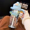 Large Capacity Double Drinking Straw Cup, Cute Creative Portable Plastic Cups for Girls, High Appearance Outdoor Sports Kettle