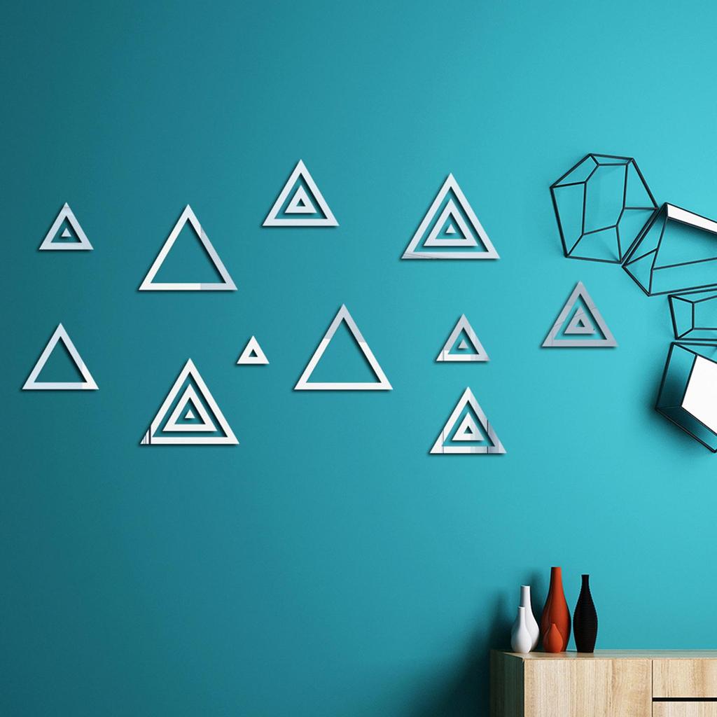 Acrylic Triangles Pattern Wall Mirror Decal Sticker, 3D Waterproof Self ...